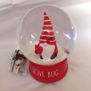 Rae dunn gnome lady bug valentine's day musical snow globe